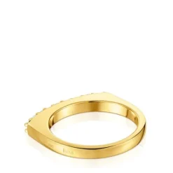 Anillo pequeño con baño de oro 18 kt sobre plata y gemas Basic Colors^TOUS New