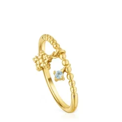 Anillo pequeño con baño de oro de 18 kt sobre plata y topacio Grain^TOUS Clearance