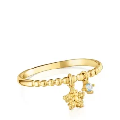 Anillo pequeño con baño de oro de 18 kt sobre plata y topacio Grain^TOUS Clearance