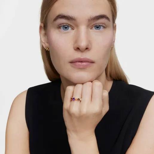 Anillo pequeño con baño de oro 18 kt sobre plata y gemas Sugar Party^TOUS New