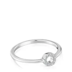 Anillo pequeño círculo de oro blanco con diamantes Grain^TOUS Discount
