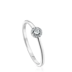Anillo pequeño de oro blanco y diamantes Les Classiques^TOUS