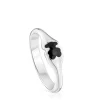 Anillo pequeño de plata y motivo oso en ónix Icon Color^TOUS