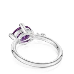 Anillo pequeño de plata y zafiro lila creado en laboratorio Color LGG^TOUS