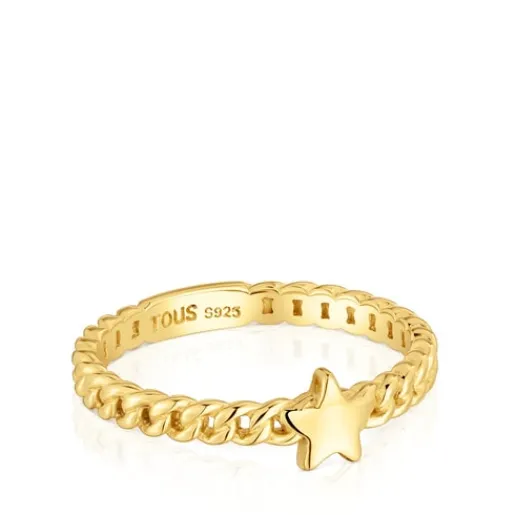 Anillo pequeño estrella con baño de oro 18 kt sobre plata Bold Motif^TOUS