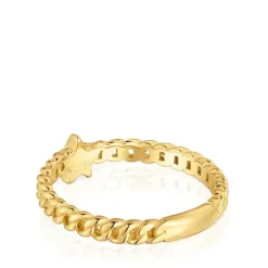 Anillo pequeño estrella con baño de oro 18 kt sobre plata Bold Motif^TOUS