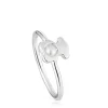 Anillo pequeño oso de plata con perla cultivada I-Bear^TOUS Hot
