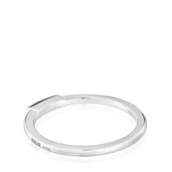 Anillo pequeño tira de oro blanco con diamantes Grain^TOUS