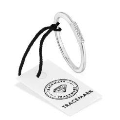 Anillo pequeño tira de oro blanco con diamantes Grain^TOUS