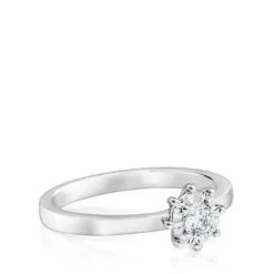 Anillo rosetón pequeño de oro blanco y diamantes 0.10ct Les Classiques^TOUS Best