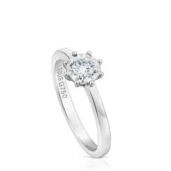 Anillo rosetón pequeño de oro blanco y diamantes 0.10ct Les Classiques^TOUS Best