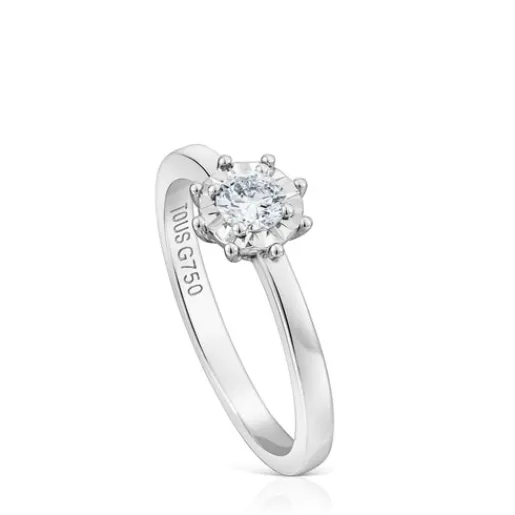 Anillo rosetón pequeño de oro blanco y diamantes 0.10ct Les Classiques^TOUS Best