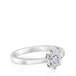 Anillo rosetón pequeño de oro blanco y diamantes 0.10ct Les Classiques^TOUS Best