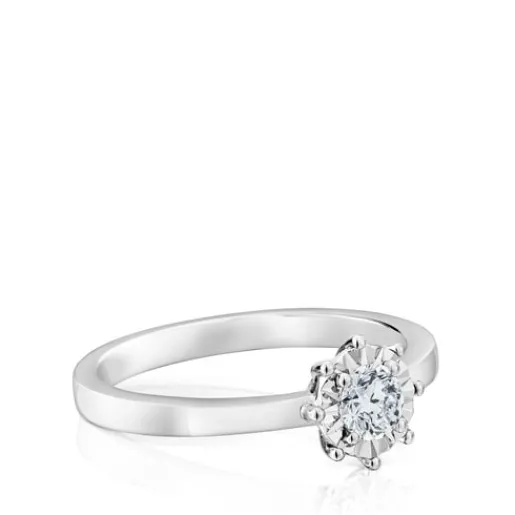 Anillo rosetón pequeño de oro blanco y diamantes 0.10ct Les Classiques^TOUS Best