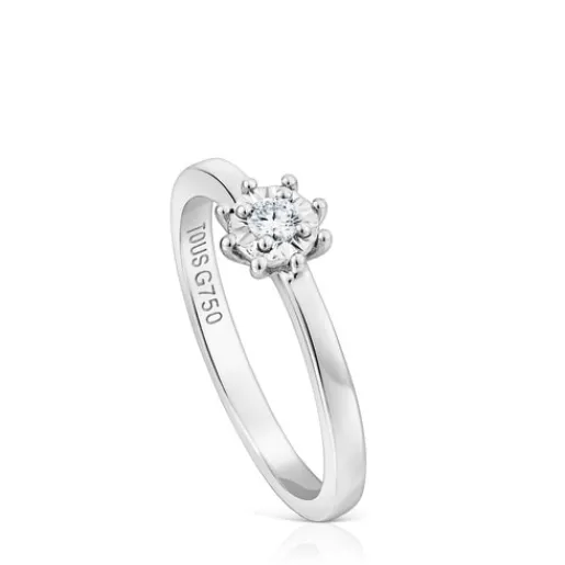 Anillo rosetón pequeño de oro blanco y diamantes 0.10ct Les Classiques^TOUS Best