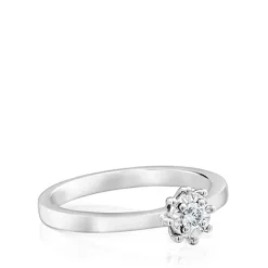 Anillo rosetón pequeño de oro blanco y diamantes 0.10ct Les Classiques^TOUS Best