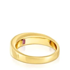 Anillo sello con baño de oro 18 kt sobre plata y amatista Basic Colors^TOUS Clearance