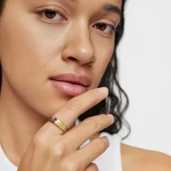 Anillo sello con baño de oro 18 kt sobre plata y amatista Basic Colors^TOUS Clearance