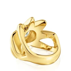 Anillo sello con baño de oro 18 kt sobre plata y prasiolita Galia^TOUS Best