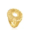 Anillo sello con baño de oro 18 kt sobre plata Miranda^TOUS Clearance