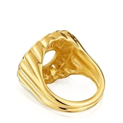 Anillo sello con baño de oro 18 kt sobre plata Miranda^TOUS Clearance