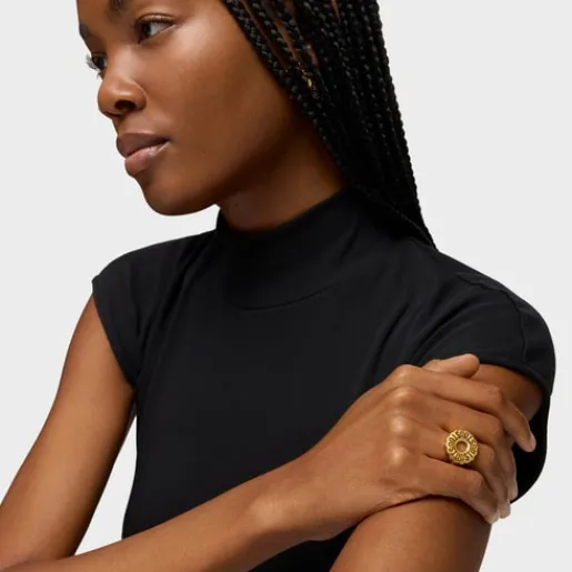 Anillo sello con baño de oro 18 kt sobre plata Miranda^TOUS Clearance