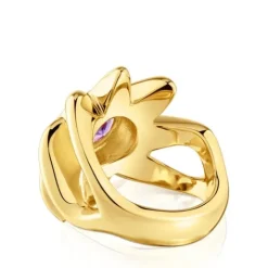 Anillo sello con baño de oro 18 kt sobre plata y amatista Galia^TOUS Outlet