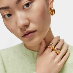 Anillo sello con baño de oro 18 kt sobre plata y amatista Galia^TOUS Outlet