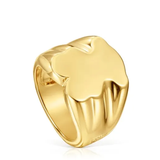 Anillo sello oso 15 mm con baño de oro 18 kt sobre plata Sweet Dolls^TOUS Discount