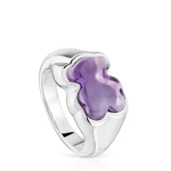 Anillo sello oso de y amatista Bold Motif^TOUS