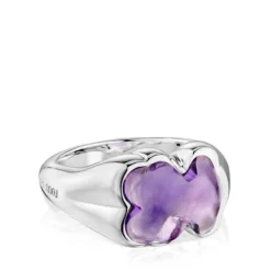 Anillo sello oso de y amatista Bold Motif^TOUS