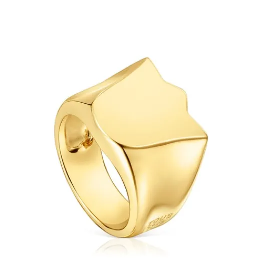 Anillo sello tulipa con baño de oro 18 kt sobre plata Sweet Dolls^TOUS Discount
