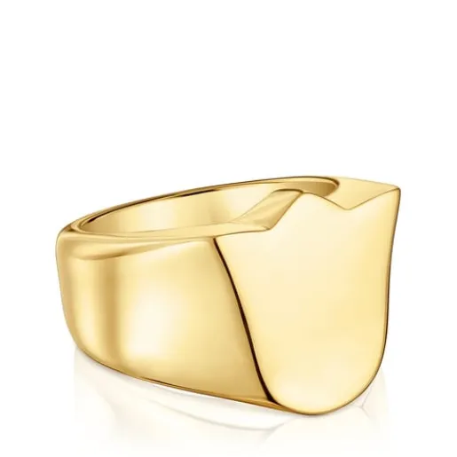 Anillo sello tulipa con baño de oro 18 kt sobre plata Sweet Dolls^TOUS Discount
