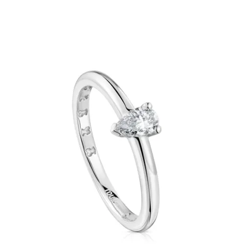 Anillo solitario de platino con diamante talla pera creado en laboratorio Les Classiques LGD^TOUS Sale