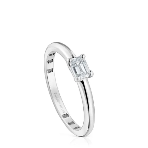 Anillo solitario de platino con diamante talla esmeralda creado en laboratorio Les Classiques LGD^TOUS Outlet