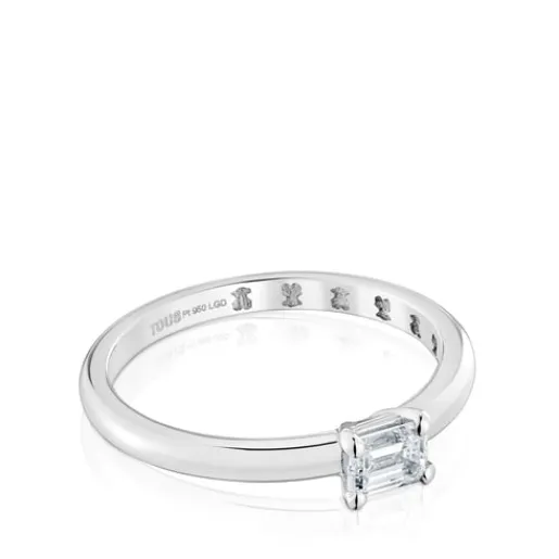 Anillo solitario de platino con diamante talla esmeralda creado en laboratorio Les Classiques LGD^TOUS Outlet