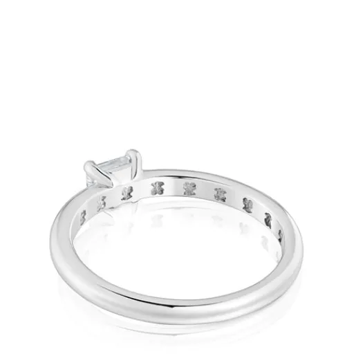 Anillo solitario de platino con diamante talla esmeralda creado en laboratorio Les Classiques LGD^TOUS Outlet