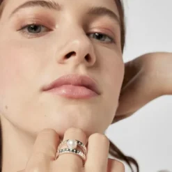 Anillo tiras de y perla Straight^TOUS Discount