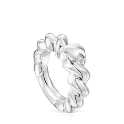 Anillo trenzado de plata motivo oso Twisted^TOUS