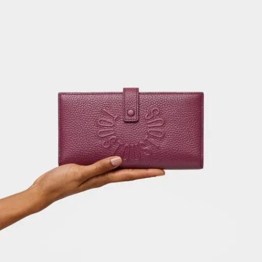 Billetera grande Flap de piel burdeos Miranda^TOUS Best