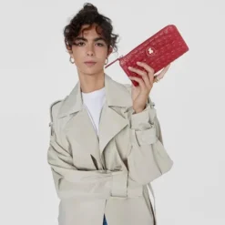 Billetero mediano Sherton de Piel roja^TOUS Clearance