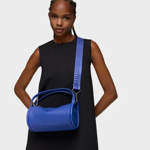 Bolso Duffle pequeño de piel azul eléctrico Miranda^TOUS Sale