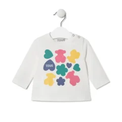 Camiseta osos,corazones y flores Casual crudo^TOUS
