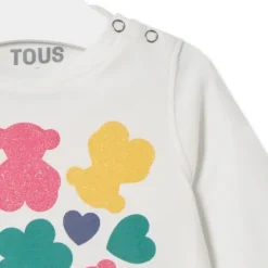 Camiseta osos,corazones y flores Casual crudo^TOUS