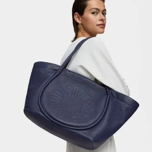 Capazo grande de piel marino Miranda^TOUS Outlet
