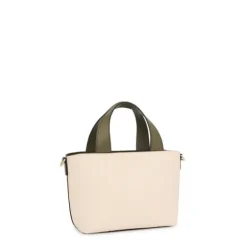Capazo pequeño beige y caqui Nanda^TOUS Best
