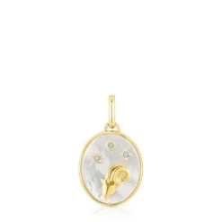 Colgante Aries con baño de oro 18 kt sobre plata, nácar y topacios Horoscope^TOUS Discount