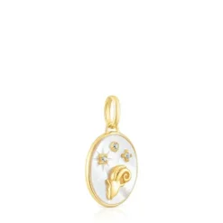 Colgante Aries con baño de oro 18 kt sobre plata, nácar y topacios Horoscope^TOUS Discount