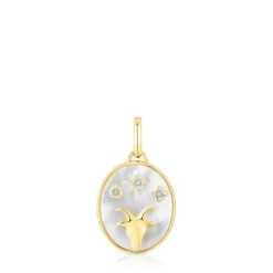 Colgante Capricornio con baño de oro 18 kt sobre plata, nácar y topacios Horoscope^TOUS Outlet