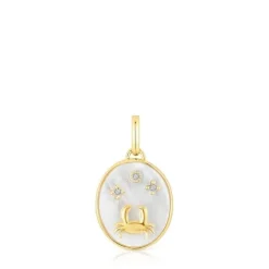 Colgante Cáncer con baño de oro 18 kt sobre plata, nácar y topacios Horoscope^TOUS Discount